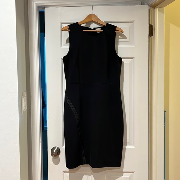 J. Crew black leather trim dress